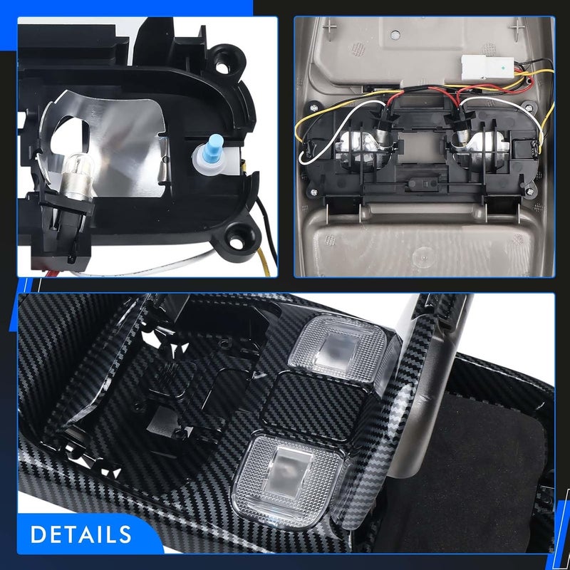 RHAOCZIYAUTO Front LED Overhead Console Assembly Fit for Dodge Ram 1500 2500 3500 1998-2002 Cab Interior Ceiling Dome Reading Light Map lights Lamp Replaces # SN96TL2AA SN94TL2AA L0021202 5013609AA (Carbon fibre) - Image 5